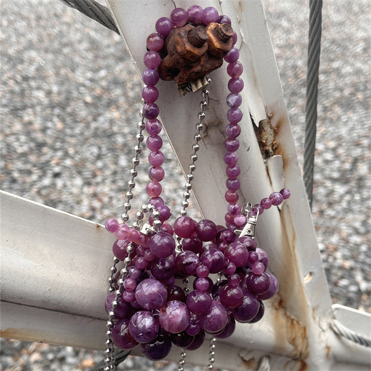 Luxury Bags Girls - Ragazze Mini Purple Beaded Clutch Purses