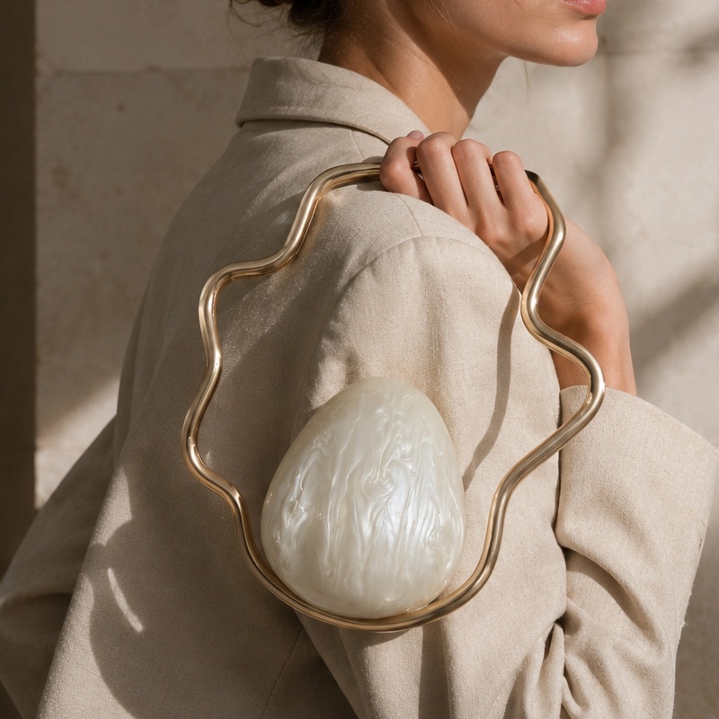 Luxury Bags On Sale - Mini Borsa a Uovo in Acrilico